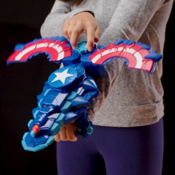 NERF ПИСТОЛЕТ ЩИТ КАПИТАН АМЕРИКА КОСТЮМ MARVEL + ЖУРНАЛ 20 СТРЕЛ