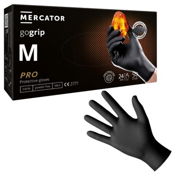 Rękawiczki WARSZTATOWE MERCATOR GOGRIP NITRYLOWE black CZARNE 50 szt r. M