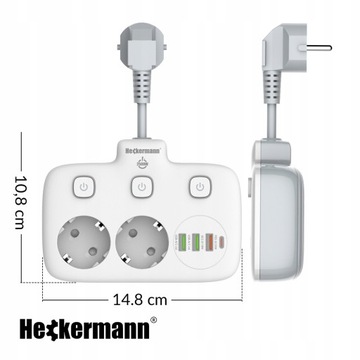 УДЛИНИТЕЛЬ КОРОТКАЯ ПОЛОСКА ПИТАНИЯ ЗАРЯДНОЕ УСТРОЙСТВО РАЗЪЕМЫ USB-C 3x USB С QC3