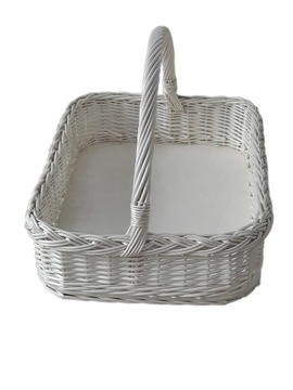 БОЛЬШОЙ ПЛЕТЕНЫЙ ПОДДОН, БЕЛЫЙ, С РУЧКОЙ