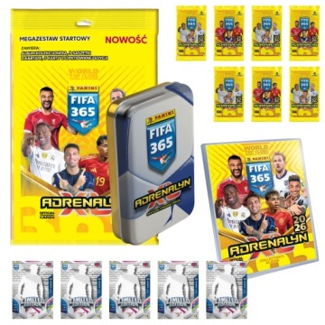 МЕГА СТАРТОВЫЙ НАБОР С АЛЬБОМОМ + МИНИ ЖЕСТЯНКА FIFA 365 2026 ADRENALYN PANINI
