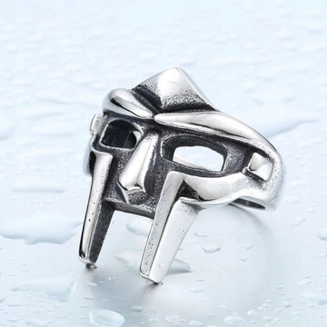 Fashion Hip Hop MF DOOM Mask Ring Men Gladiator Pu