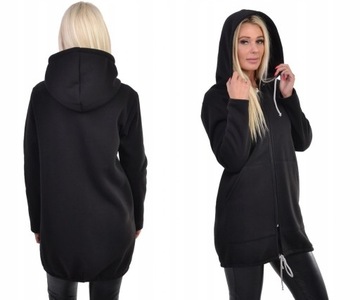 GŁADKI DRESOWY PŁASZCZ Z KAPTUR CZARNY r.42/XL