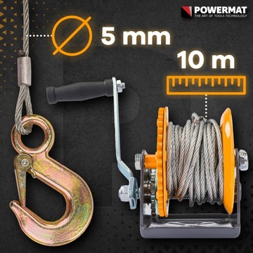 КАБЕЛЬНАЯ ЛЕБЕДКА ЛЕБЕДКА Ручная рукоятка 1133 кг Рукоятка 10 м 2500 фунтов