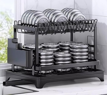 СЕН ДЛЯ СУШКИ ПОСУДЫ С ДВУХУРОВНЕВЫМ СЛИВОМ 29x30x42 ЧЕРНЫЙ