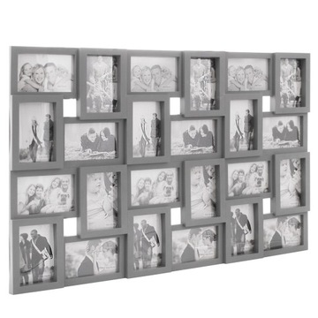 MULTIRAMA ZESTAW 24 RAMEK NA ZDJĘCIA SZARA RAMKA MULTI FOTO GALERIA KOLAŻ