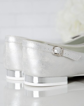 Buty wizytowe srebrne dziewczęce KBD-805 - 31