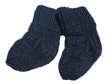 HANDMADE ciepłe skarpetki niemowlęce wełniane WEŁNA WOOL 56-62 0-3m