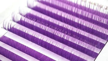 Ресницы цветные 8-13мм, изгиб D, 12 полосок ФИОЛЕТОВЫЕ.