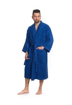Interkontakt Szlafrok męski KIMONO Granatowy XL