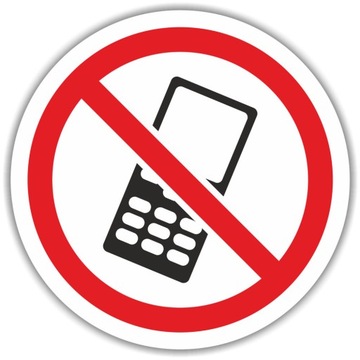 Naklejka ZAKAZ UŻYWANIA TELEFONU KOMÓRKOWEGO 15cm