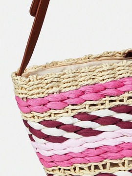 ЦВЕТНАЯ СУМКА НА ПЛЕЧЕ, СОЛОМНАЯ КОРЗИНА SHEIN