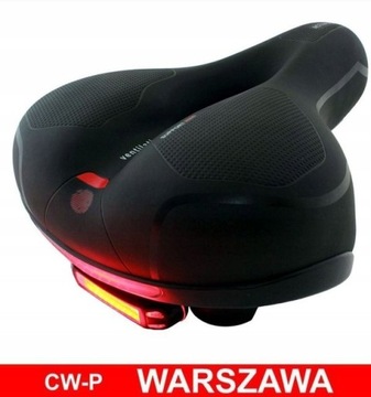 Siodło rowerowe CTB GEL amortyzowane WENTYLOWANE + LAMPKA 10 LED ładow. USB