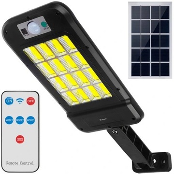Lampa Solarna Czujnik Ruchu Zmierzchu Pilot 240COB 4 TRYBY PRACY