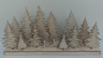 3D Рождественский вертеп с елками