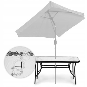 Stół Ogrodowy Szklany Stolik 140x80 cm Na Taras Balkon Ogród Metal Solidny