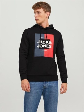 BLUZA Jack & Jones JJOSCAR SWEAT HOOD black roz. XXL