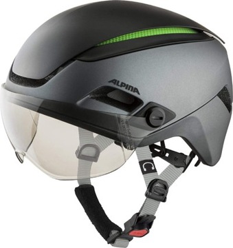 Kask rowerowy szosowy z szybką LED Alpina Altona roz. M 52-57 cm grafitowy