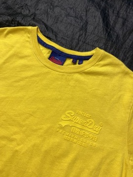 Superdry Super DRY ORYGINALNY żółty bawełniany T SHIRT koszulka rozmiar S/M
