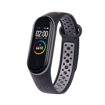 XIAOMI PASEK OPASKA do MI BAND 3/4 PERFOROWANA CZARNO-SZARA INNE KOLORY
