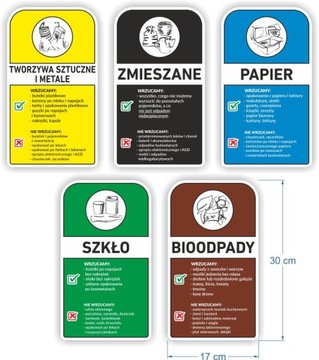 НАКЛЕЙКИ ДЛЯ КОРЗИН 5 шт, большие, 30 см, сортировка мусора