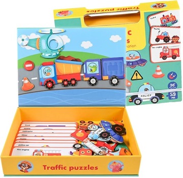 PUZZLE MAGNETYCZNE UKŁADANKA POJAZDY 59el.