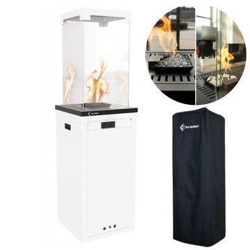 OGRZEWACZ TARASOWY GAZOWY KOMINEK OGRODOWY BIAŁY PATIO LIGHT + POKOROWIEC