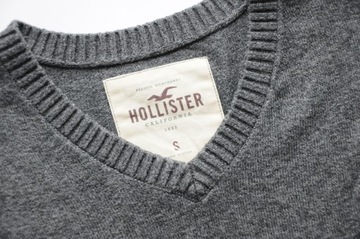 HOLLISTER Szary sweter z logo burgund S