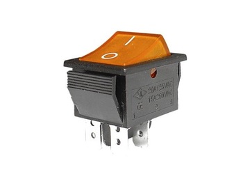 PRZEŁĄCZNIK KOŁYSKOWY KLAWISZOWY PODŚWIETLANY ON-OFF 250V 16A - ZÓŁTY