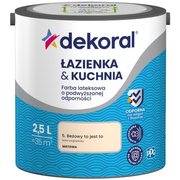 Dekoral Łazienka&Kuchnia Farba lateksowa odporna BEŻOWY TO JEST TO 2,5L