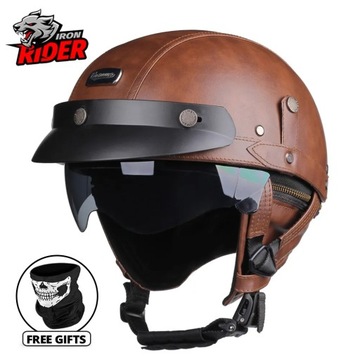 Кожаный мотоциклетный шлем Retro Capacete De Moto, мотоциклетный шлем для скутера