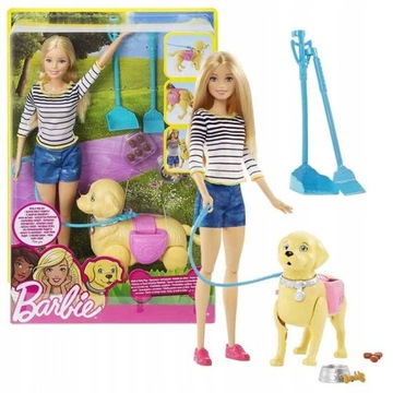 LALKA BARBIE DWJ68 SPACER Z PIESKIEM OPIEKUNKA PSA LABRADOR ZABAWA