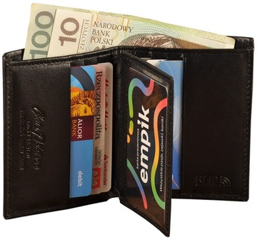 PREMIUM skórzane ETUI na KARTY banknoty PETERSON