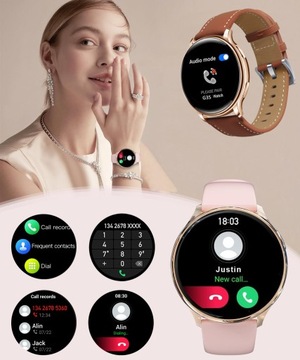 SMARTWATCH DAMSKI ZEGAREK ROZMOWY SMS CIŚNIENIE PULS SPORT MENU PL ZŁOTY