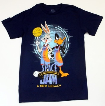 Koszulka męska młodzieżowa T-Shirt Space Jam Kosmiczny Mecz r. S Granatowa
