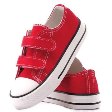 Krótkie trampki na rzepy r27 czerwone P8-138