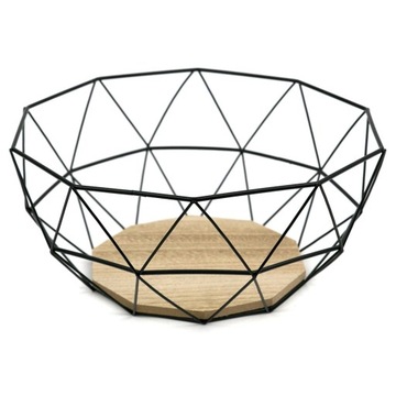 PATERA METALOWA CZARNA BRĄZOWA26cm KOSZYK NA OWOCE