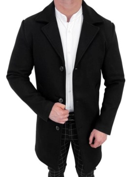 Czarny plaszcz meski jednorzedowy kymaxx 5135 - XL
