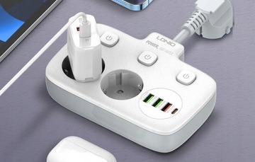 Удлинитель LDNIO 2 розетки переменного тока 3x USB USB-C