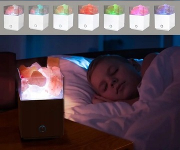 LAMPKA NOCNA Z SOLĄ HIMALAJSKĄ LECZNICZA PROJEKTOR KOLORÓW NA PREZENT