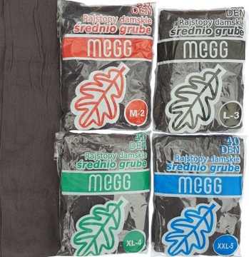 Rajstopy średnio grube z podwójnym klinem MEGG 40 den GRAFIT XXL - 5