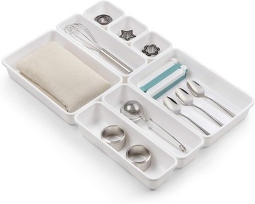 ORGANIZER DO SZUFLADY MODUŁOWY PLASTIKOWY BIAŁY WKŁAD DO PRZECHOWYWANIA