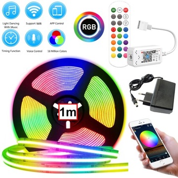 TAŚMA LED RGB COB ZESTAW 1M + STEROWNIK SMART Android iOS + ZASILACZ