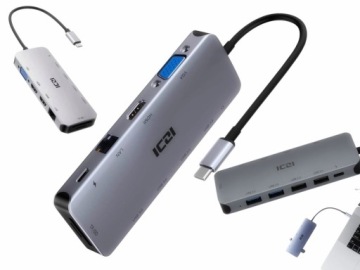 Usb-c dokovací stanice pro 2 monitory, rozšíření obrazu pro notebook Toshiba