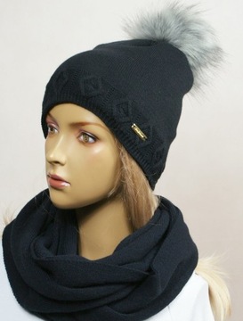 KOMPLET CZAPKA + KOMIN pompon # 33