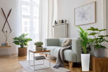 FINEZJA ЦВЕТОЧНЫЙ ГОРШОК СО ВСТАВКОЙ БЕЛЫЙ ГЛЯНЦЕВЫЙ ЦВЕТОЧНЫЙ ВАЗ 25x25 h47 ЛАМЕЛА