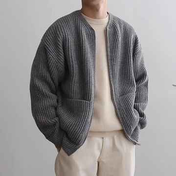 Sweater Cardigan Male Knitting Outwear Men's Colla