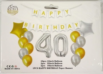 BALONY NA 40 URODZINY ZESTAW BALONÓW CYFRA