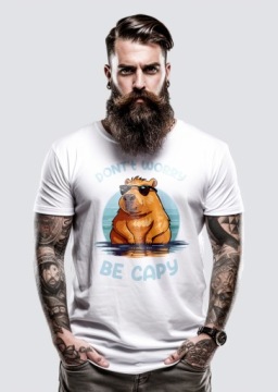 МУЖСКАЯ ФУТБОЛКА DON'T WORRY BE CAPY CAPYBARA ФУТБОЛКА CAPYBARA CAPY С ПРИНТОМ