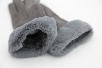 ПЕРЧАТКИ ЖЕНСКИЕ ЗИМНИЕ TOUCH СЕРЫЕ ТЕПЛЫЕ CLASSIC TEDDY ELEGANT